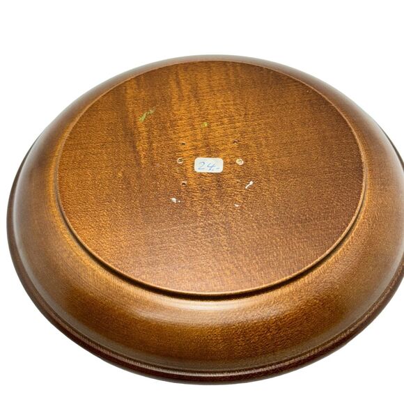 Vtg Boho Swiss Hand-Painted Floral Flowers Toole Design Wooded Dish 7" MCM Tray - Picture 5 of 9